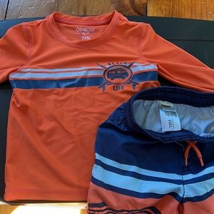 Two Swimsuits > One is a Larger shirt 24M .. but fits as a 18M.